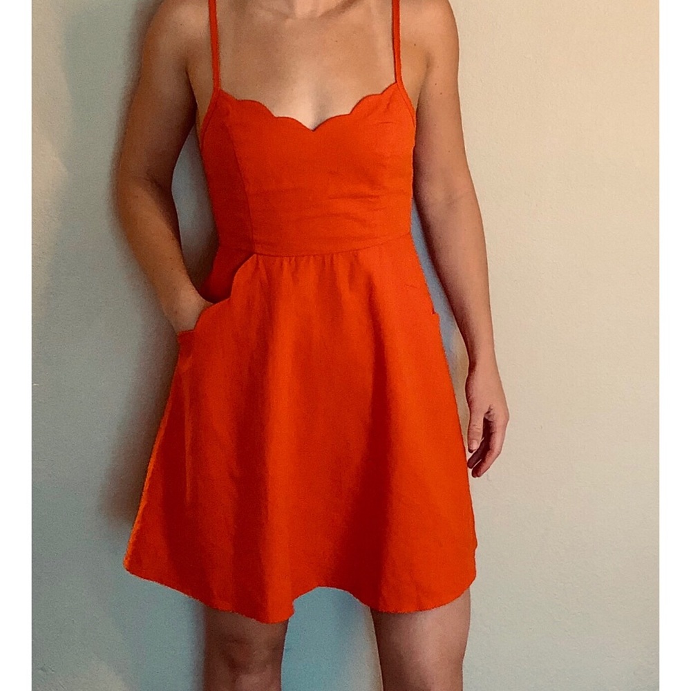 COPE Scallop-Trim Linen Dress